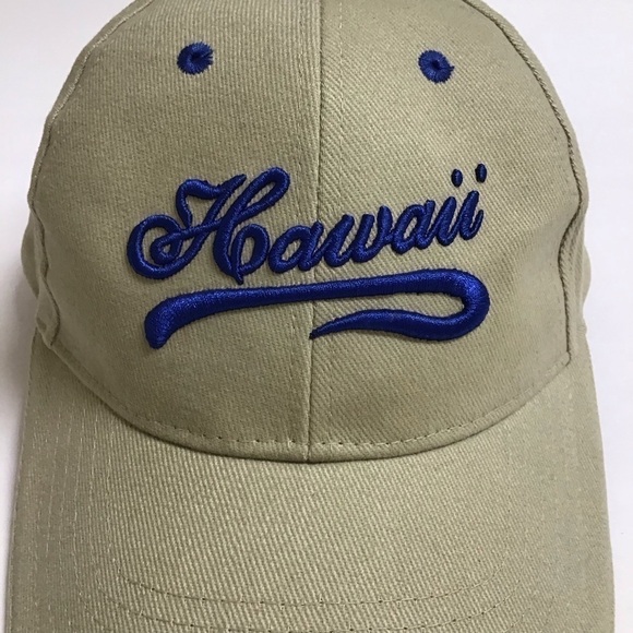 Hawaii Surfware Hat Khaki Blue Embroider Dad Cap Islands Written Brim All Cotton - Picture 11 of 15